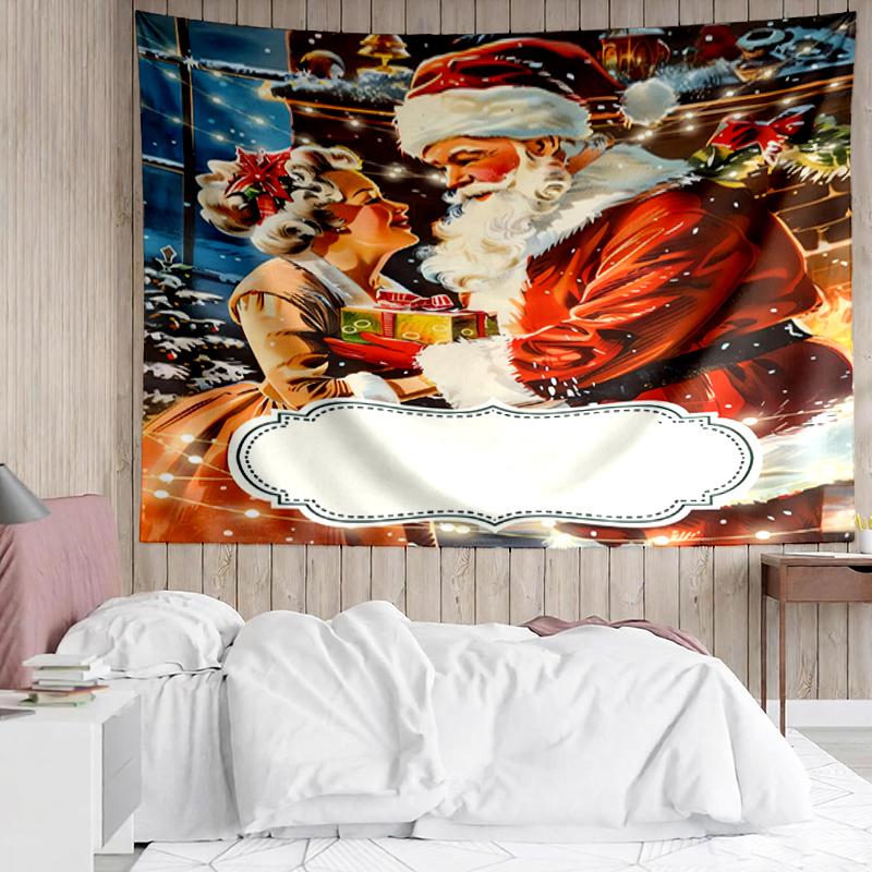 Christmas-Santa-Claus Print Tapestry, Backdrop, Easy Setup, Ideal for Bedroom, Office & Living Room, with Aesthetic Wall Hanging Decor.