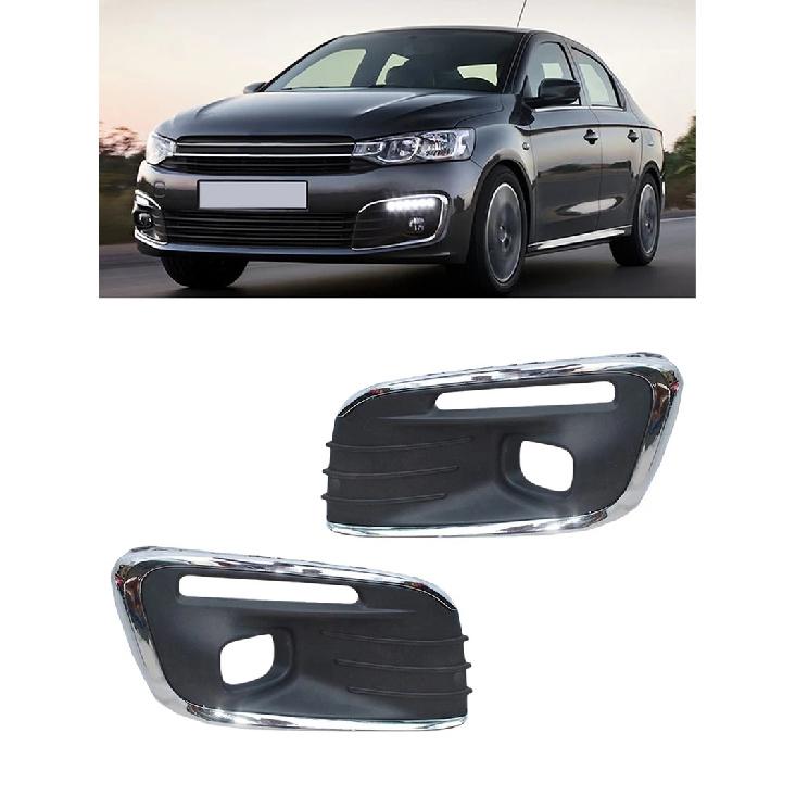 For Citroen Elysee C-Elysee 2017 2018 2019 High Configuration Front Bumper Fog Light Frame Cover Trims Grille Car Accessories