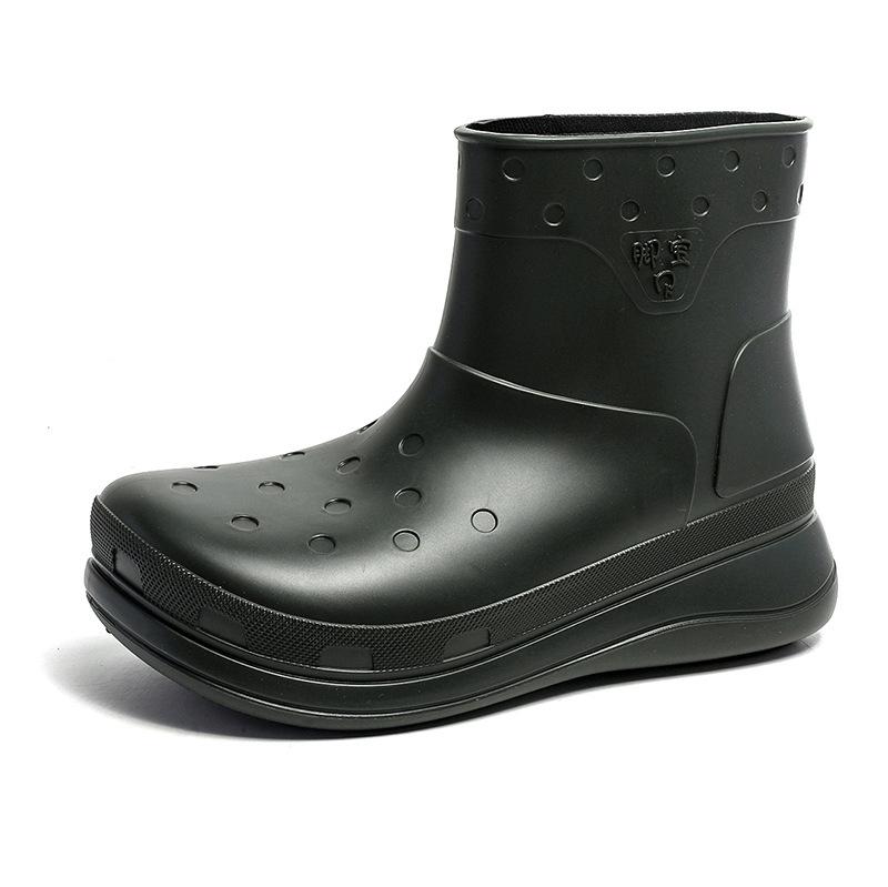 

Резиновые туфли мужские новые модные и простые короткие туфли для отдыха на воде теплая толстая подошва мягкая подошва удобная верхняя одежда резиновые туфли бахилы 44