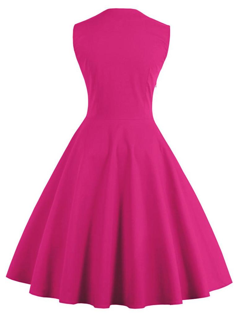 Women's Retro Gothic Red Polka Dot Swing Dress - 1950s Style
