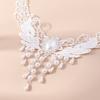 Fashion White Lace Embroidery Necklace Pearl Tassel Choker Neaklaces for Women Party Wedding Jewelry Gifts