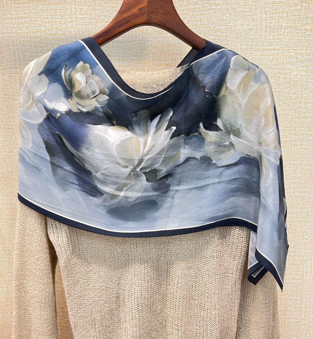 

Новый! Шелк Шелк Двойной Креп Весна И Лето Язык Цветка Лотоса Длинный Шелковый Шарф Женский Шелк Тутового Дерева Ленточный Шарф 140CM