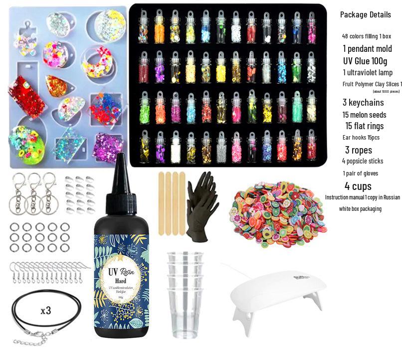 UV Epoxy Resin Set with Crystal Mold & Russian Instructions