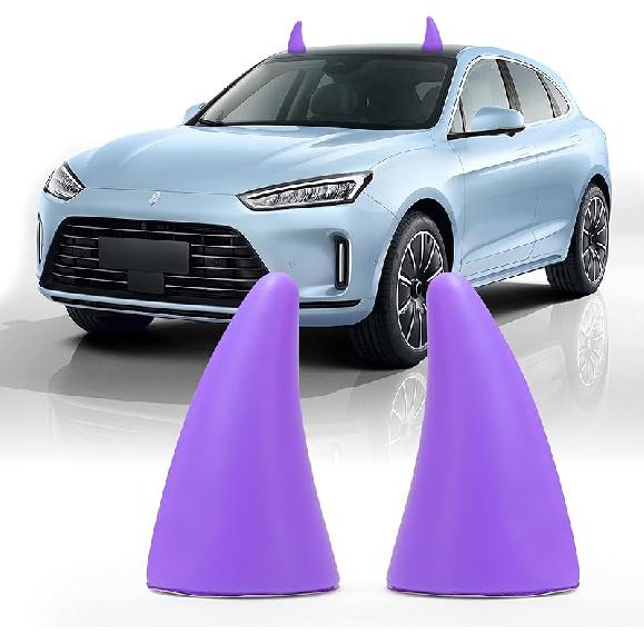 YGMONER Car 3D Devil Horns Sticker (Easy To Find Car In The Parking Lot) Halloween Car Roof Decor Elasticity Foam Bull Horns (Fashion Purple)