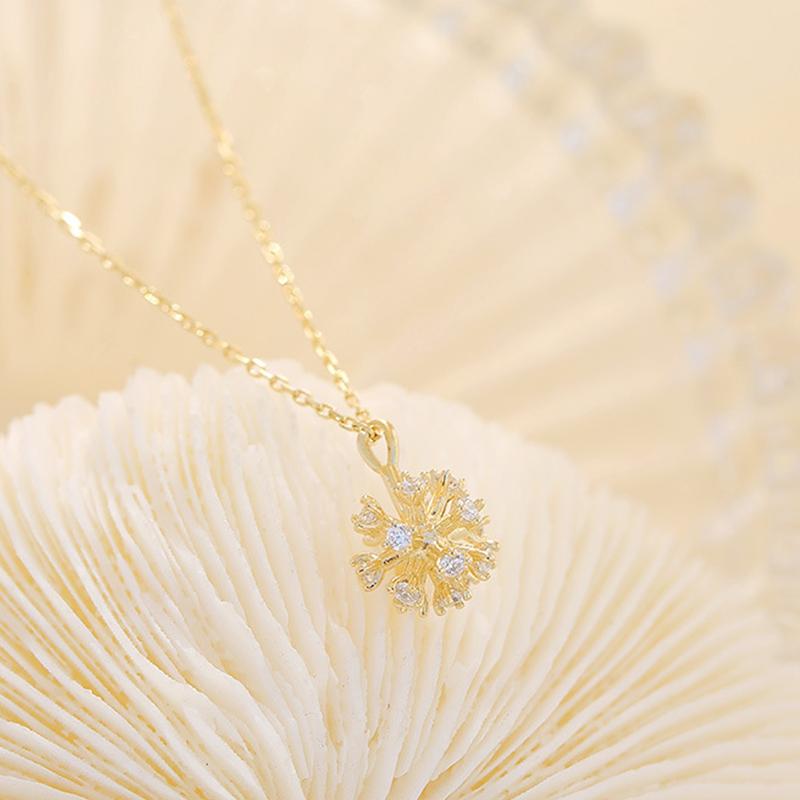 ANENJERY Colar de zircônia de dente de leão para mulheres, gargantilha com corrente de clavícula mnimalista, joias de casamento