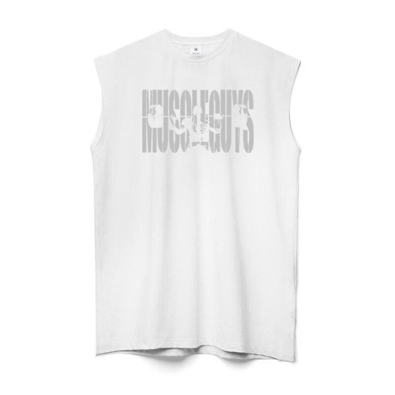 Сделай работу Мужская Летняя Быстросохнущая Модная Повседневная Дышащая Свободная Фитнес Бодибилдинг Тренажерный зал Спортивная Нижняя Рубашка с Принтом M белый