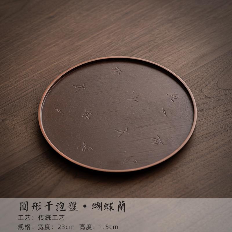 

Butterfly Orchid Bamboo Small Tray Teapot Holder For Drying Brewing Table Household Hotel Service Storage Tray Partitioned Dish