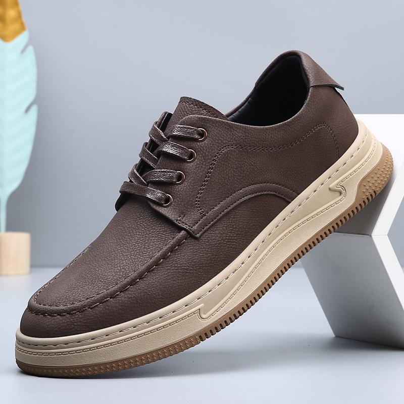 2025 autumn new men's shoes comfortable and breathable versatile casual leather shoes men's leather British fashion retro board shoes
