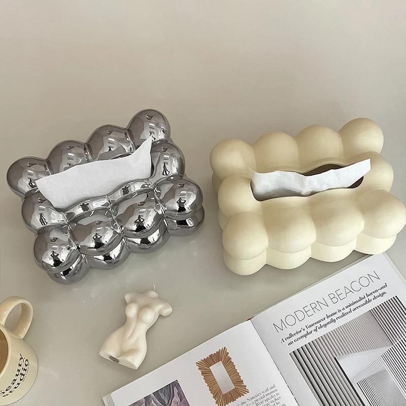 Nordic Tissue Boxes,Ceramic Plating Tissue Box,Luxury Facail Tissue Cover,Napkin Holder Case,for Living Room Bedroom Home Decor