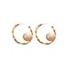 Korean Simple Big Pearl Ball Metal Hoop Earrings For Women Temperament C Shape Earrings Exaggerated Party Jewelry Gift