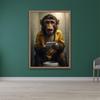 Funny Monkey On Toilet Wall Art Poster Surprised Chimp with Phone Print Canvas Painting Jungle Bathroom Decor Toilet Wall Decor