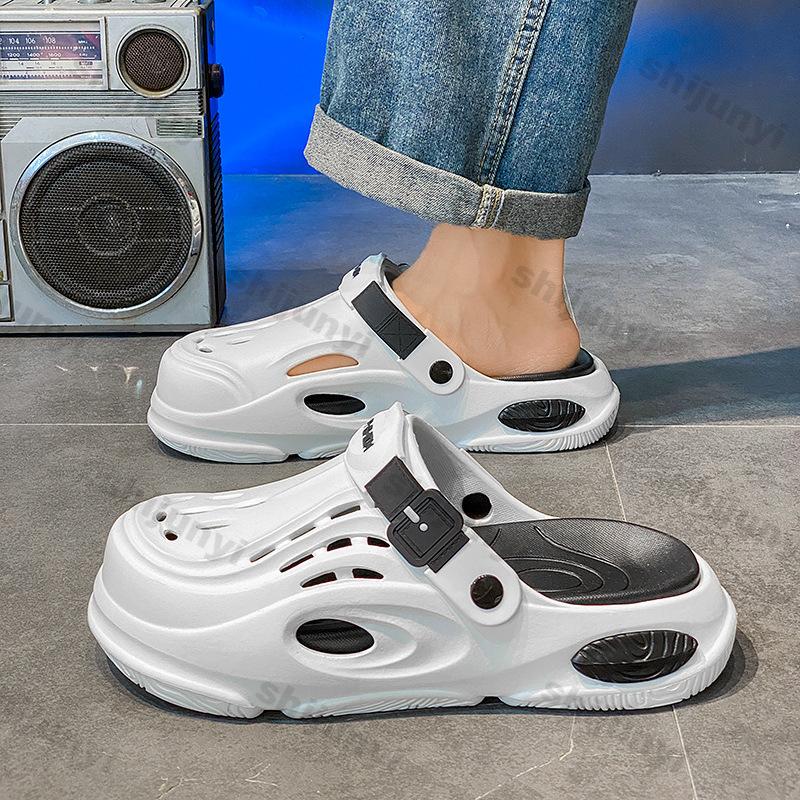Men's Half Slippers Summer Outdoor Non Slip Breathable Comfortable Casual Sandals Lightweight Fashion Soft Bottom Beach Muje
