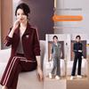 Women's Patchwork Color Block Sports Suit - Short Stand Collar Cardigan & Straight-Leg Sweatpants Set, Spring/Autumn.