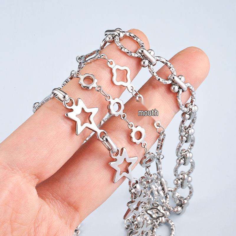 Handmade Stainless Steel Four-Leaf Clover Star Chain for DIY Jewelry, Necklaces, Bracelets & Clothing Accessories