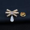 Gold-Plated Zircon Bow Brooch for Women - Elegant Design, Anti-Exposure Clasp, No Sewing Required