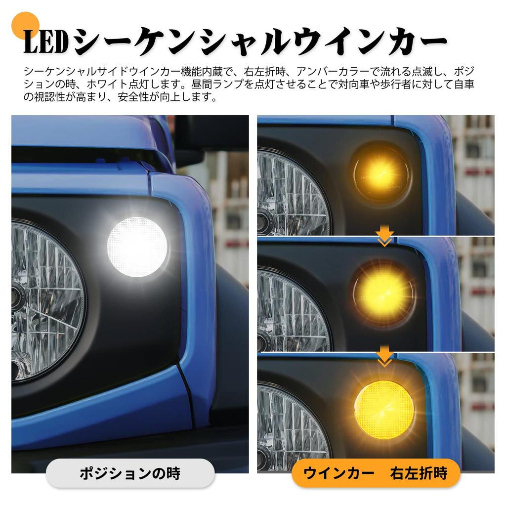 POPMOTORZ Suzuki Jimny LED Turn Signals for Jimny Sierra Front Smoked White Amber Turn Signal Lenses with Daytime Running Light High and to Prevent