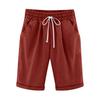 Women's Comfortable Linen Casual Beach Shorts Loose Solid Color Fifth Pants with Pockets