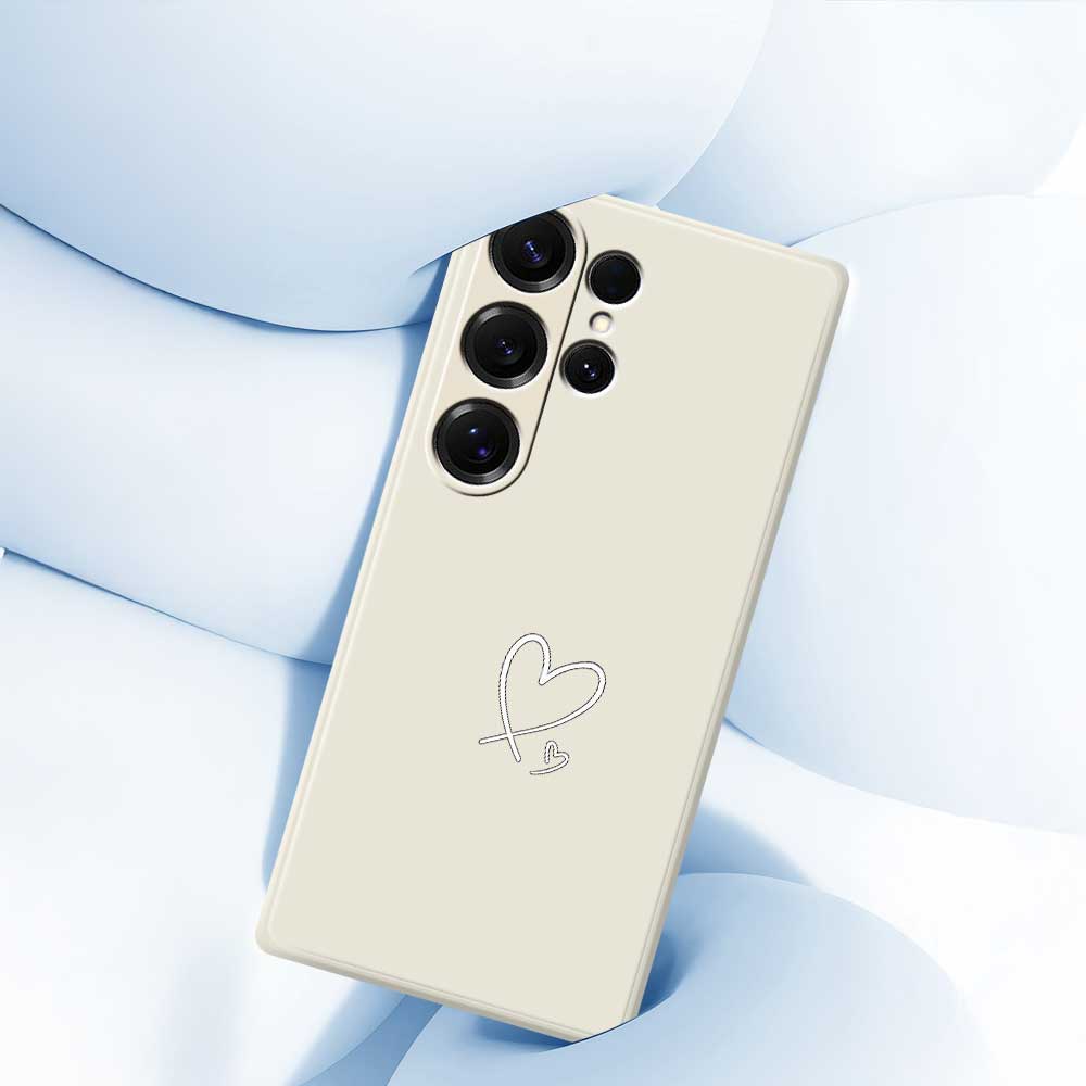 For Samsung Galaxy S25 Ultra Case White Love Pattern Printing Straight Edge TPU Phone Back Cover