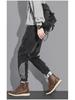 Men's Korean Style Black Cuffed Jeans - Casual Loose Fit Harem Pants for Spring and Autumn