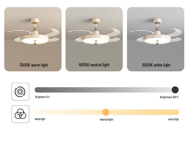 2025 Silent Luxury Ceiling Fan Light for Living Room, Bedroom, or Restaurant - Cream Style