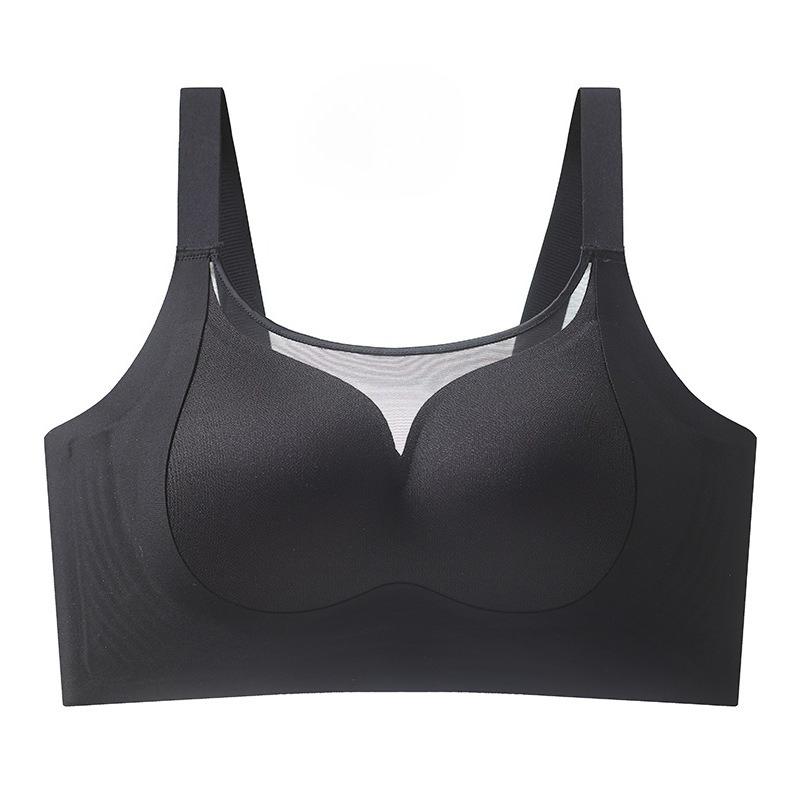 Plus Size Full Cup Bust Minimizer Bra, Thin Wireless Push Up Anti-Sagging Side Support Women's Bra