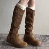 Flats Women's High Boots Fashion Knee High Suede Shoes  Walking New Chelsea Boots Winter Designer Comfort Long Mujer Botas