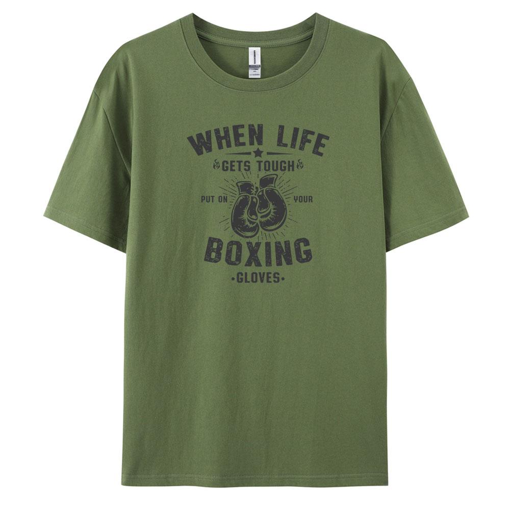 Boxing Comfortable Mens Loose Fit Tshirt with Stylish Prints Vintage and Short Sleeved