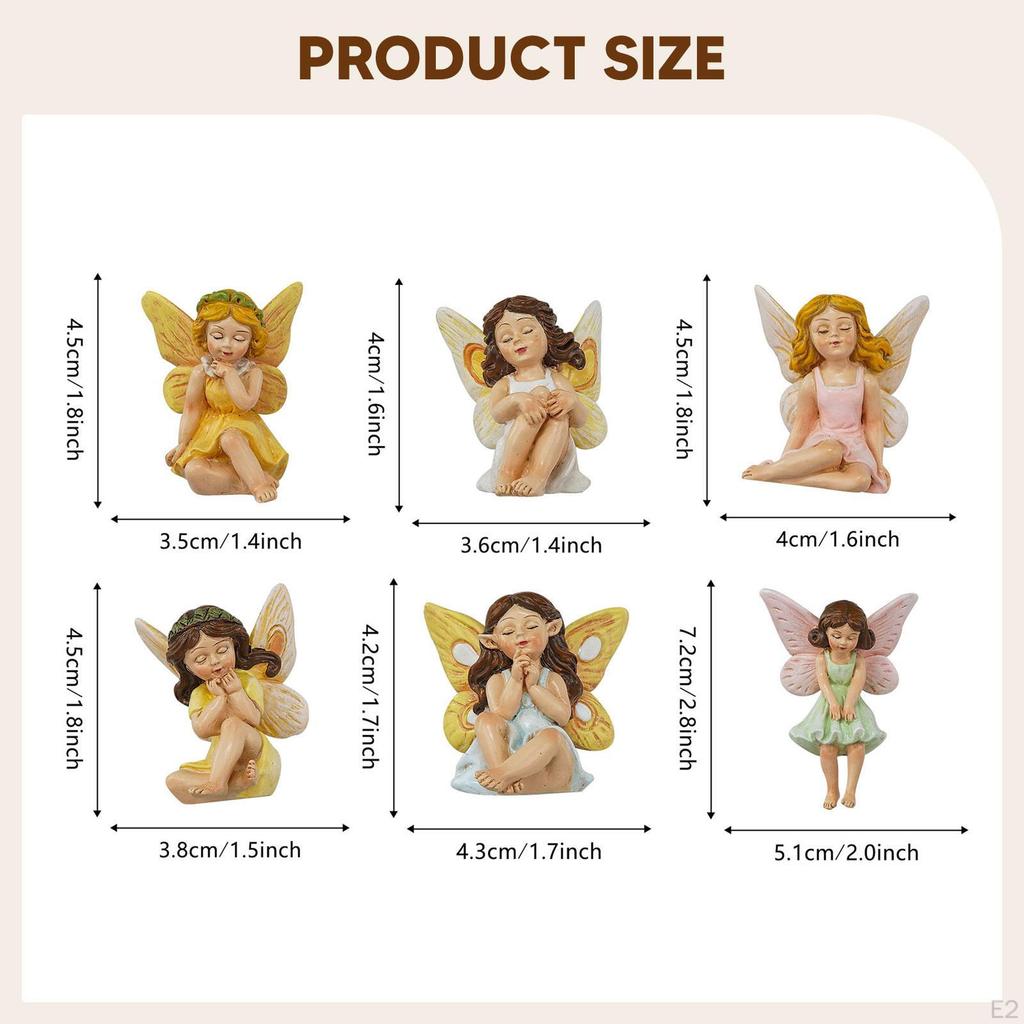 6x Fairy Garden Accessories Mini Decorations Decorative Ornaments Angel Statue Miniature