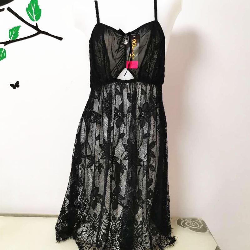 Women's Plus Size Sexy Lace Mesh Nightgown Lingerie