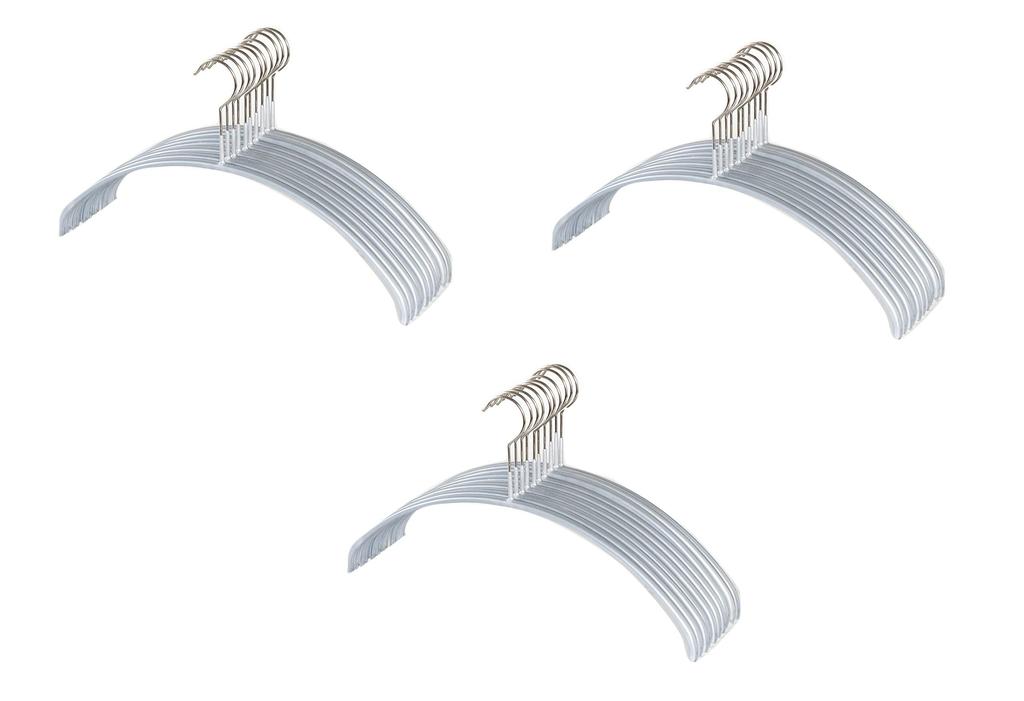 MAWA Body Made in Warranty Non-Slip Hangers, Germany, 30-Piece Set, Silver, 111510, 10-Year