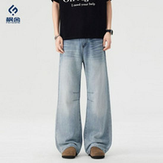 Fengshe Men's Jeans - Autumn 2025 Trendy Loose Straight Fit Casual Pants
