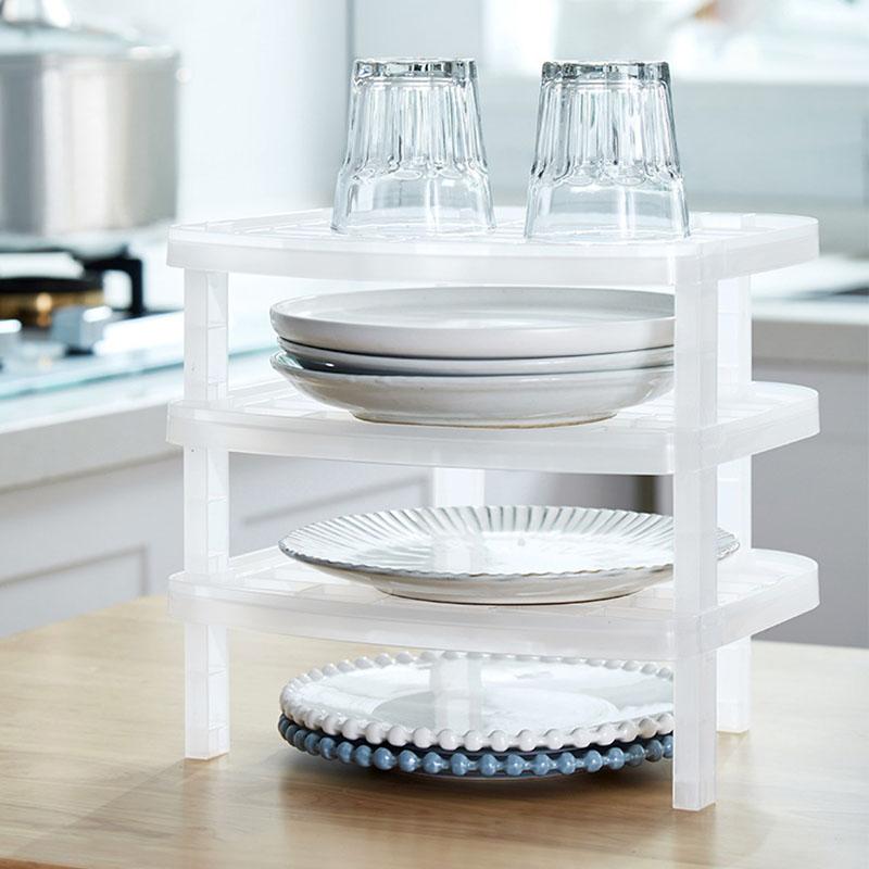 Kitchen Sink Desktop Cabinet Shelf Stackable Organizer Pantry Storage Racks For Organize Bowls Plates Draining Dish Rack WWO66