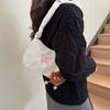 Borsa Sottobraccio Mezzaluna Ricamata in Oxford Nylon Borsa Tote con Fiocco per Esterno