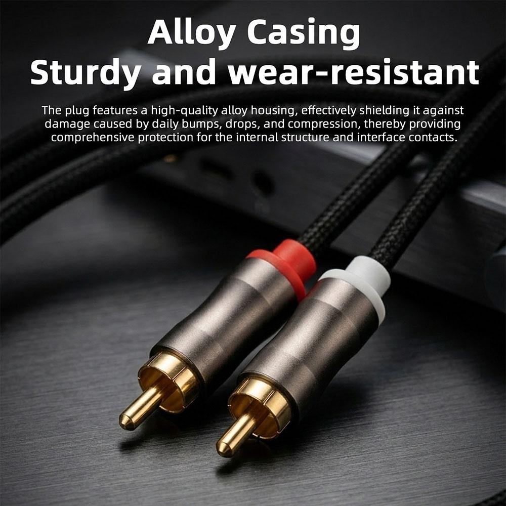 KEYSION HIFI OFC 3.5mm to 2RCA Audio Cable Gold Plated Plug Male to Male Stereo Aux Cord Y Splitter for Speaker Decoder Amplifier