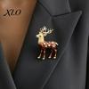 Mini Reindeer Brooch Christmas Pin, Rhinestone Elk Lapel Sweater Alloy Cardigan Coat Suits Accessories, Jewelry Gift for Xmas