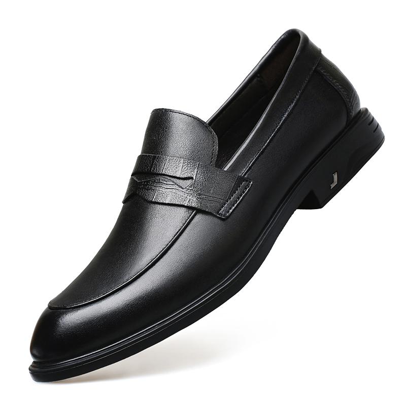 

2026New Mens Handmade Casual Leather Office Loafers Fashionable Flat Designer Round Toe Business Shoes Comfy Light Outdoor Shoes 44 чорний