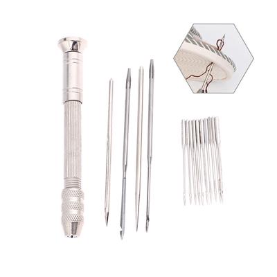 Leder Nähnadeln Set DIY Nähen Lederhandwerk Silber Leder Nähahle Locheisen Stichnadeln für Leder Leinwand Zelt
