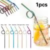 Kitchen Household Stainless Steel Straw Creative Straw Color Metal Beverage Coffee Milk Tea Straw Accessories Tools Supplies