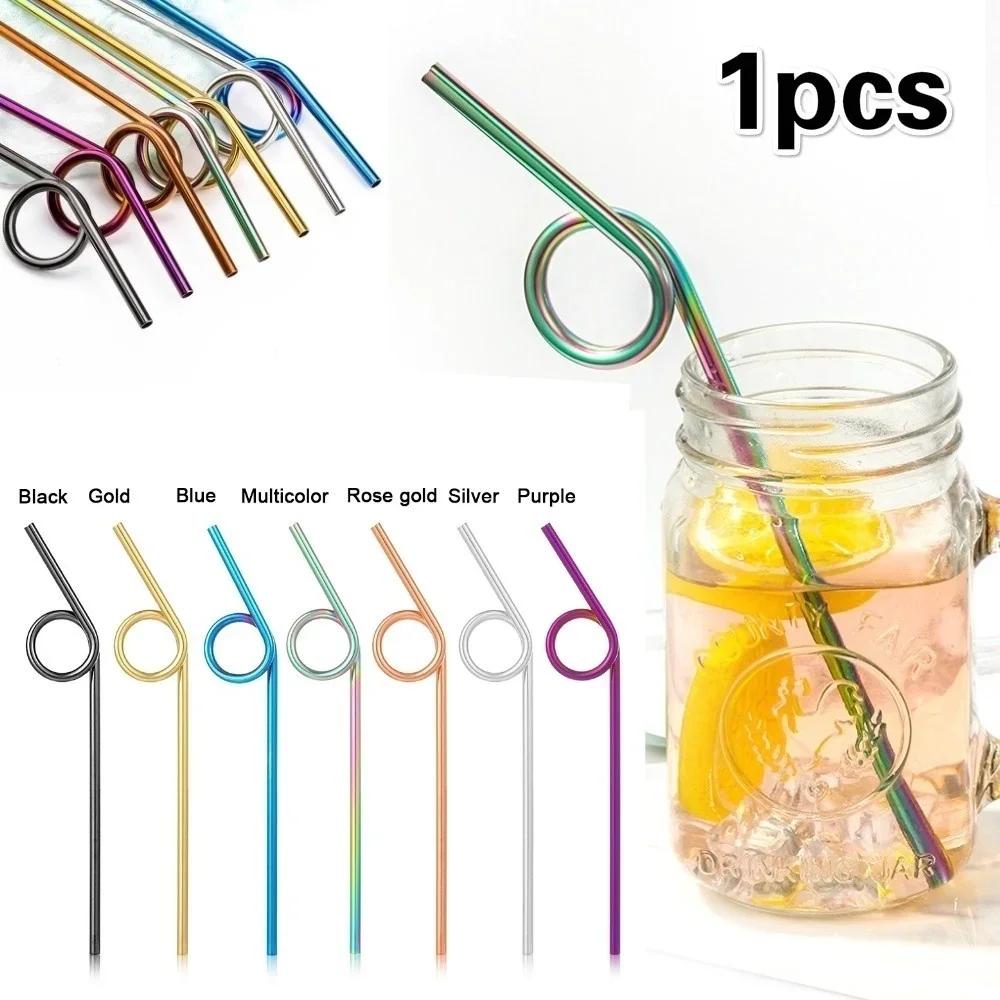 Kitchen Household Stainless Steel Straw Creative Straw Color Metal Beverage Coffee Milk Tea Straw Accessories Tools Supplies