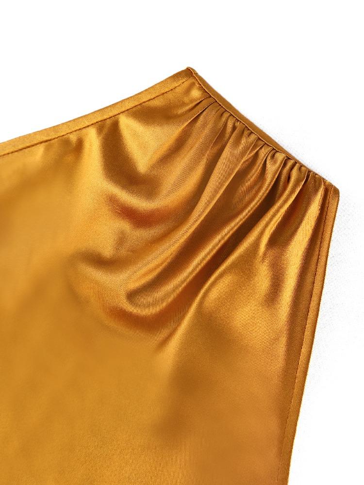 Rochie de ocazie Browen cu gât asimetric, umăr gol, croială slim fit, din satin, cu volane florale 3D, uni, elegantă, pentru femei, eveniment, petrecere, rochii lungi