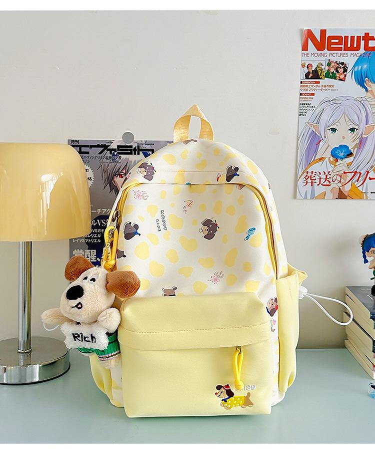 Schoolbag New High-value Japanese Ins Fresh and Sweet Polka Dot Contrasting Color Backpack Junior High School Students Lightweight Large-capacity