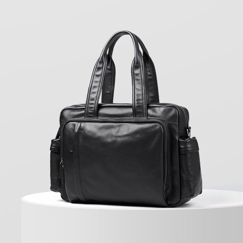 

Мужская сумка из натуральной кожи, повседневная сумка-тоут, модная дорожная сумка для деловых поездок, мужская сумка чёрный