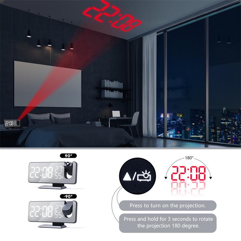 Alarm Clock Multifunctional Electronic Digital Clock Luminous Alarm Clock Radio Projection Clock DC5V Power Supply