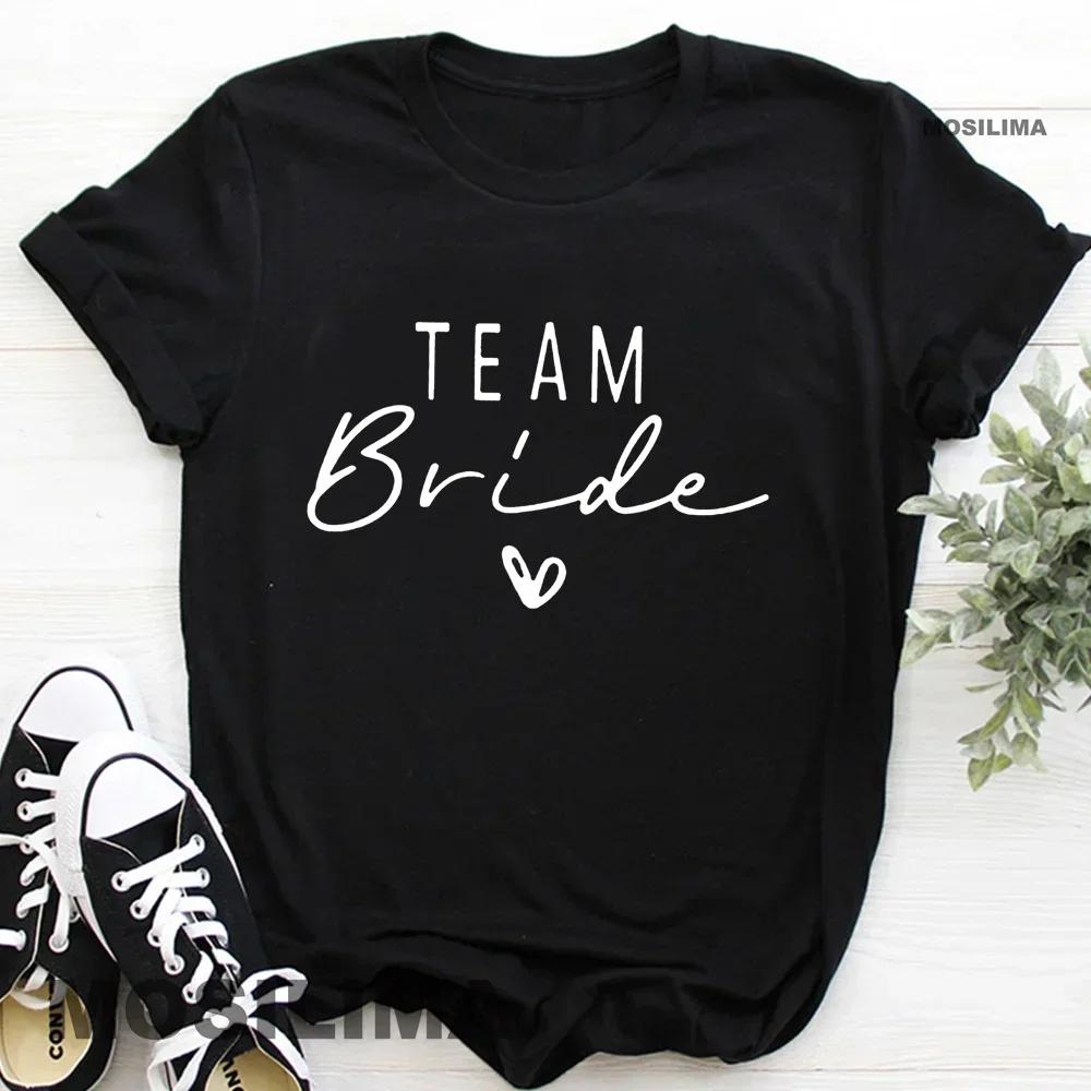 Women Cotton T Shirt Team Bride Bachelorette Party Shower Hen Party Bridesmaid Print T-Shirt 2026 Girls Wedding Female Tops