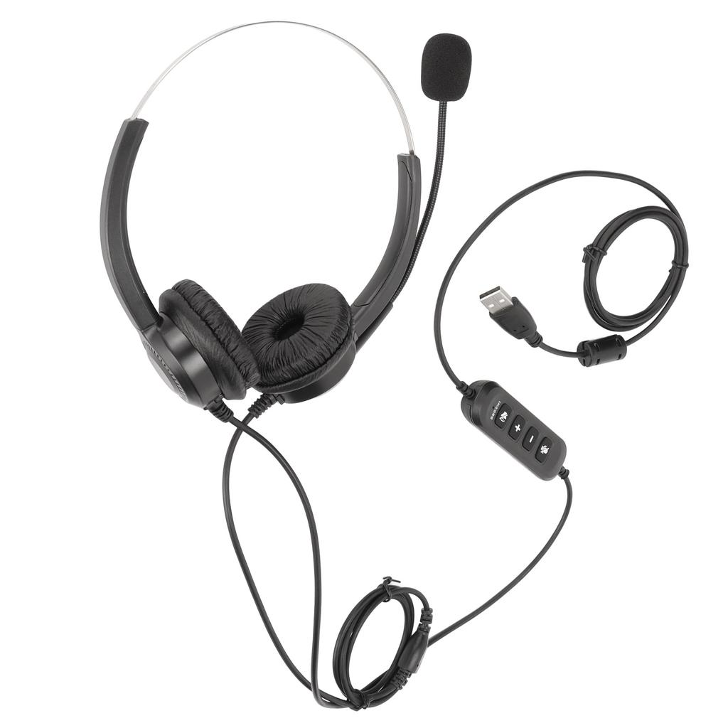 Binaural Customer Service Headset Noise Reduction Volume Adjustment Mute USB Business Headphone