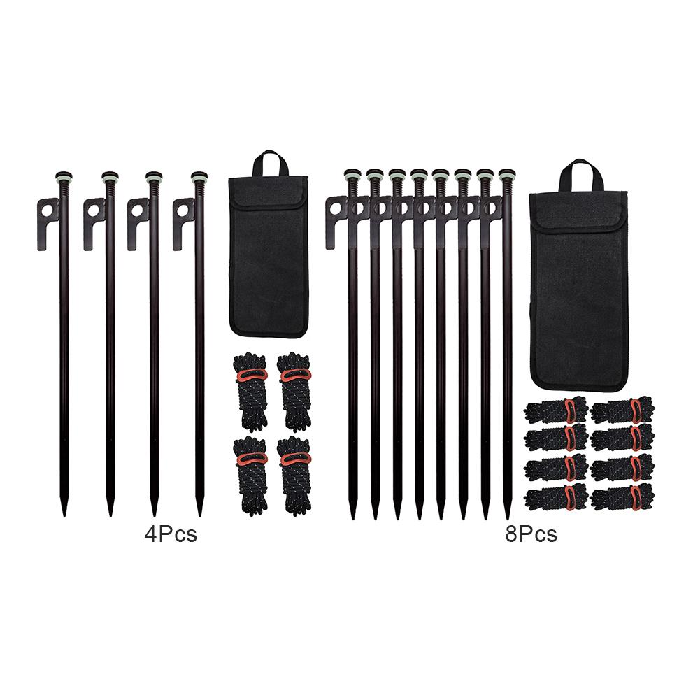 4/8Pcs 30cm Heavy Duty Steel Tent Stakes with 4/8 Ropes Camping Tent Pegs Tent Ground Stakes for Outdoor Camping Canopy