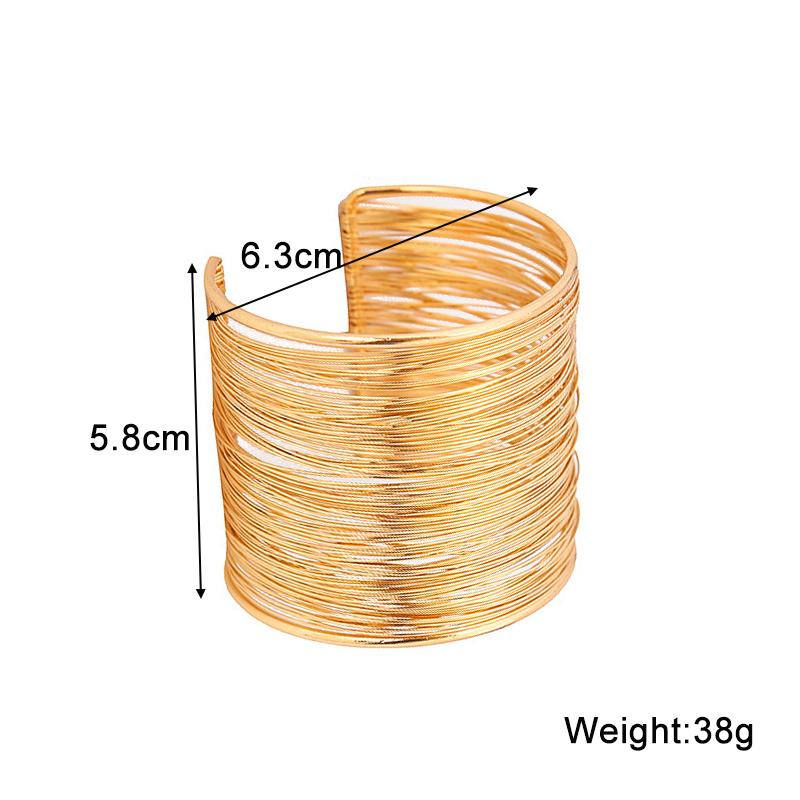 Bracelets Ouverts Multicouches Exagérés Métal Couleur Or Hyperbole Femmes Bracelet Géométrique Joncs Pulseiras Bijoux