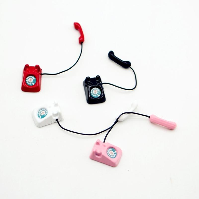 Antique Miniature Telephone For Dollhouses Accessories 1/12 Scale Handcrafted Wooden Furniture Kids Gift