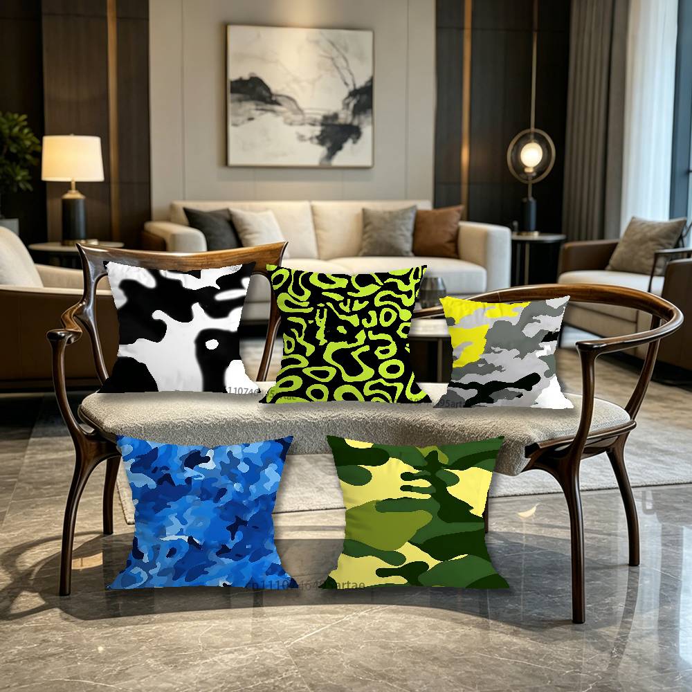 Fashion Camouflage Pillow Case Living Room Sofa Cushion Cover Suitable For Home Bedroom Room Decoration
