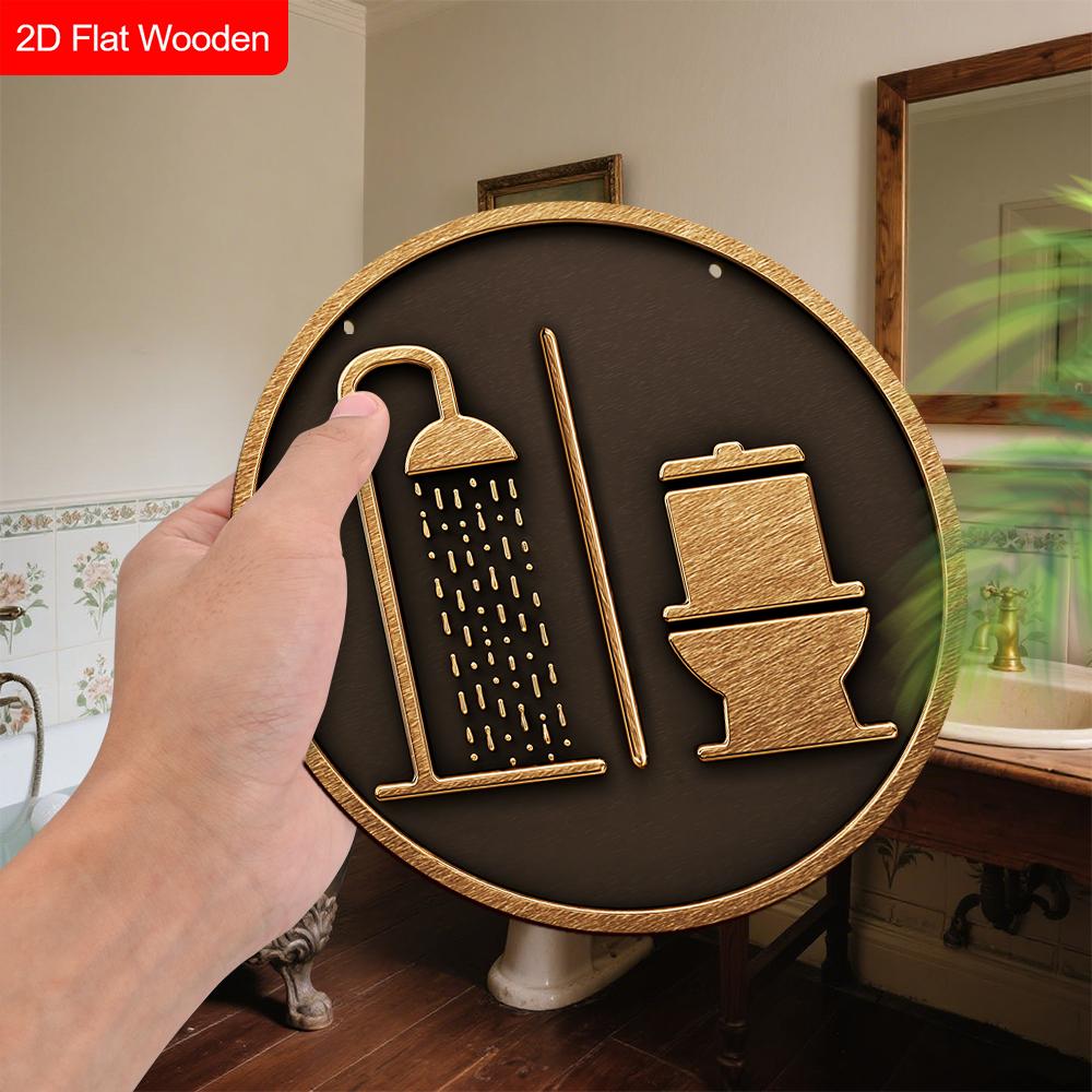 Retro Wooden Toilet Sign - Unique Bathroom Decorative Plaque - Ideal Hanging Ornament for Wall Decor